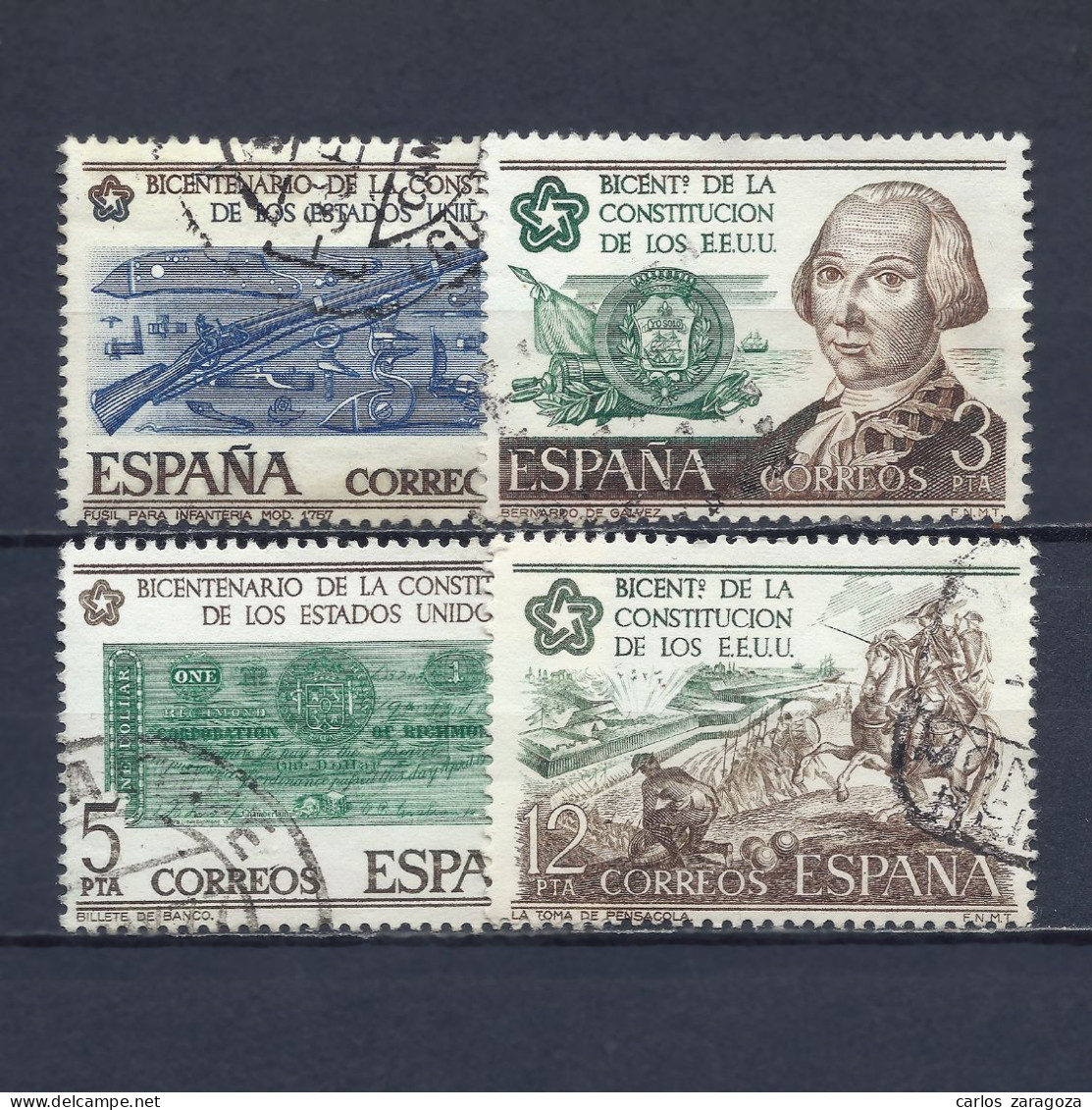 ESPAÑA 1976—Serie: Independencia De Los EEUU 2322-25, Yt 1968-71, Mi 2215/18—Timbres Oblitérés (o) Used Stamps - Usados