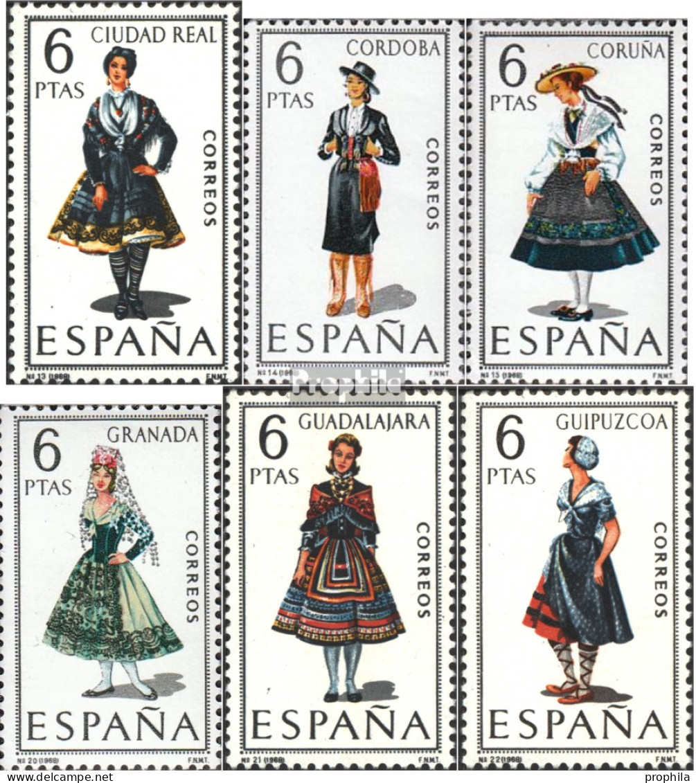 Spanien 1734,1738,1739,1775,1776, 1781 (kompl.Ausg.) Postfrisch 1968 Trachten - Ongebruikt