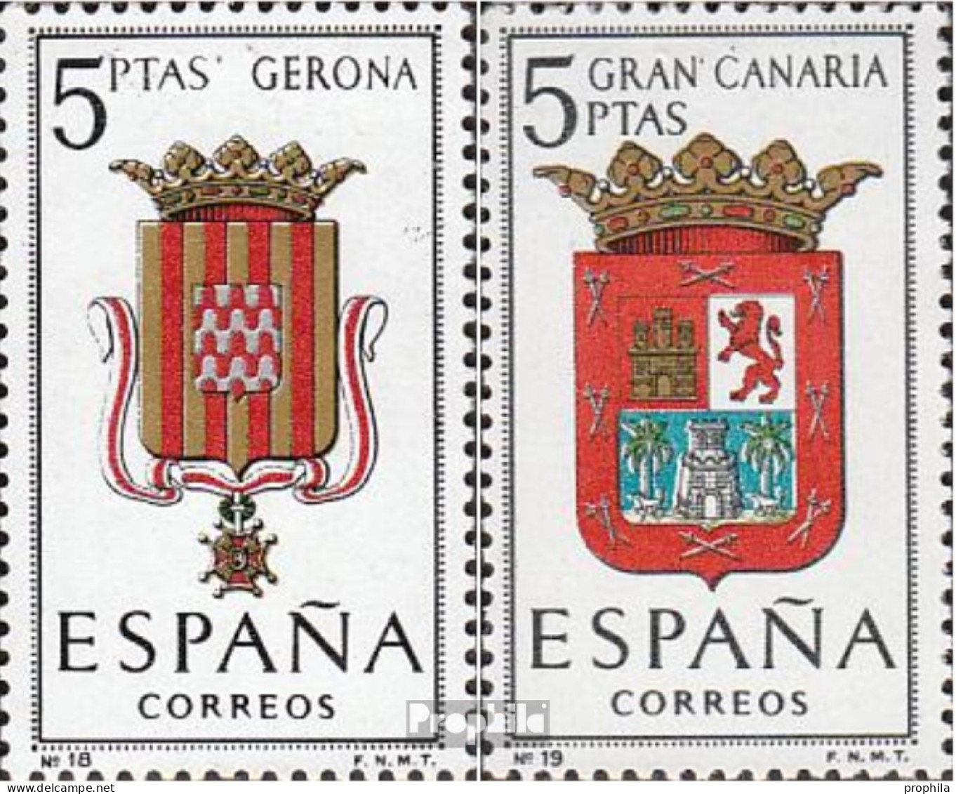 Spanien 1404,1408 (kompl.Ausg.) Postfrisch 1963 Wappen - Unused Stamps