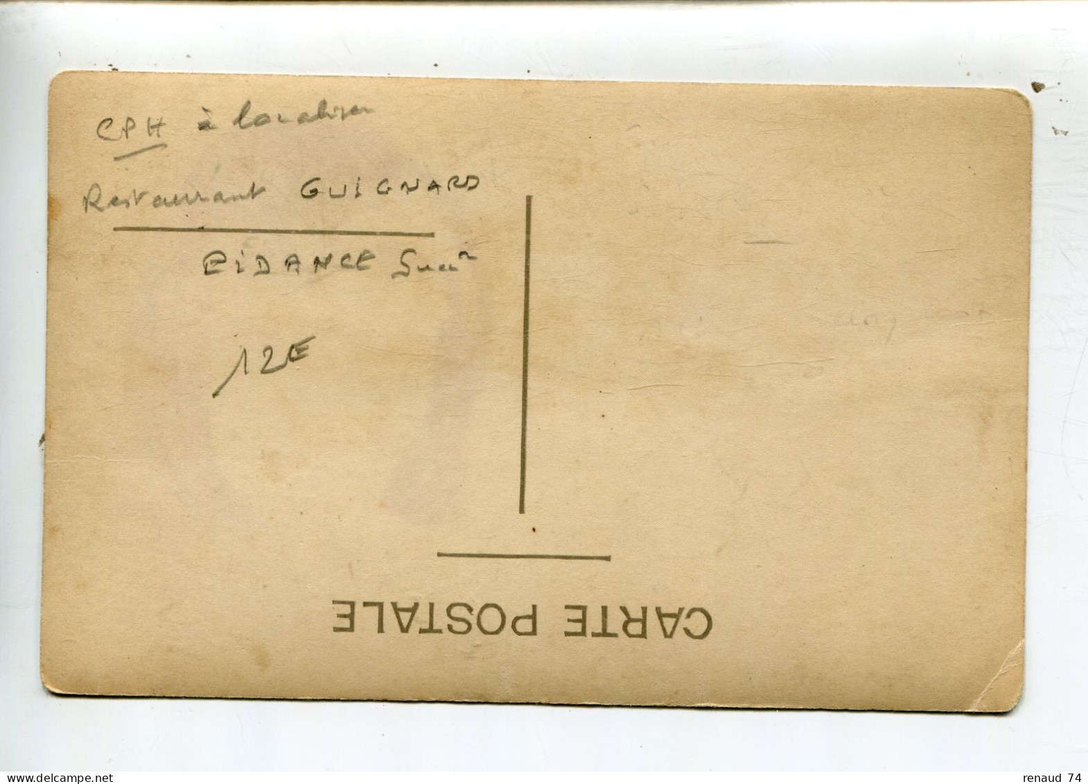 à Identifier Carte Photo Restaurant Guignard Pidance Succursale - To Identify