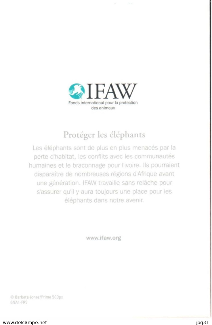 Carte Double IFAW Protéger Les éléphants - Ref 6NA1-FR5 - Éléphants