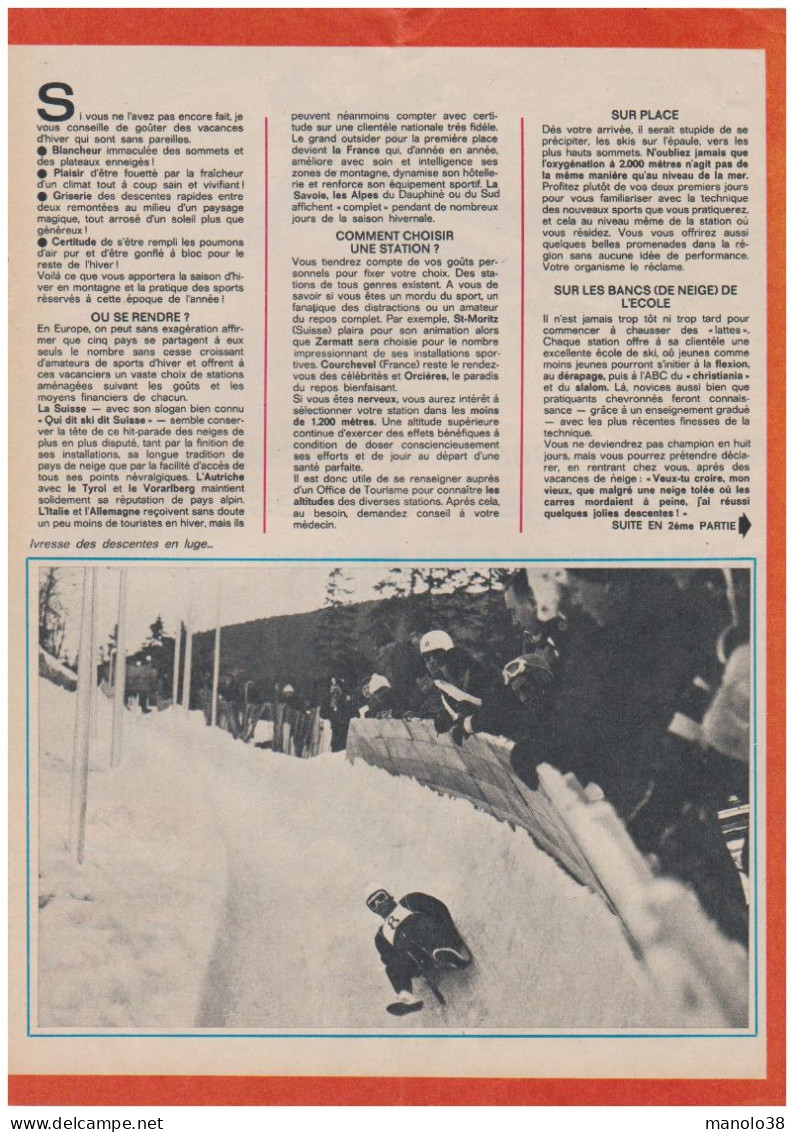 Magazine 2000. Dossier Tintin N° 2. La Neige. Sport D'hiver. Reportages. 1971. - Historische Dokumente