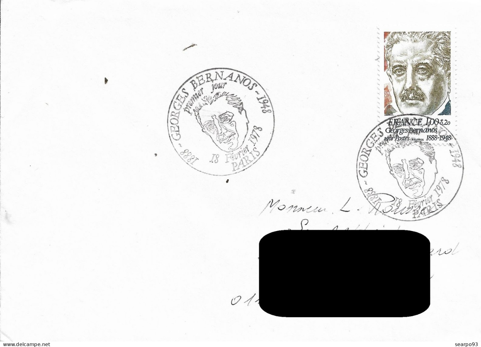 FRANCE FDC. WRITER GEORGES BERNANOS. 1978 - 1970-1979