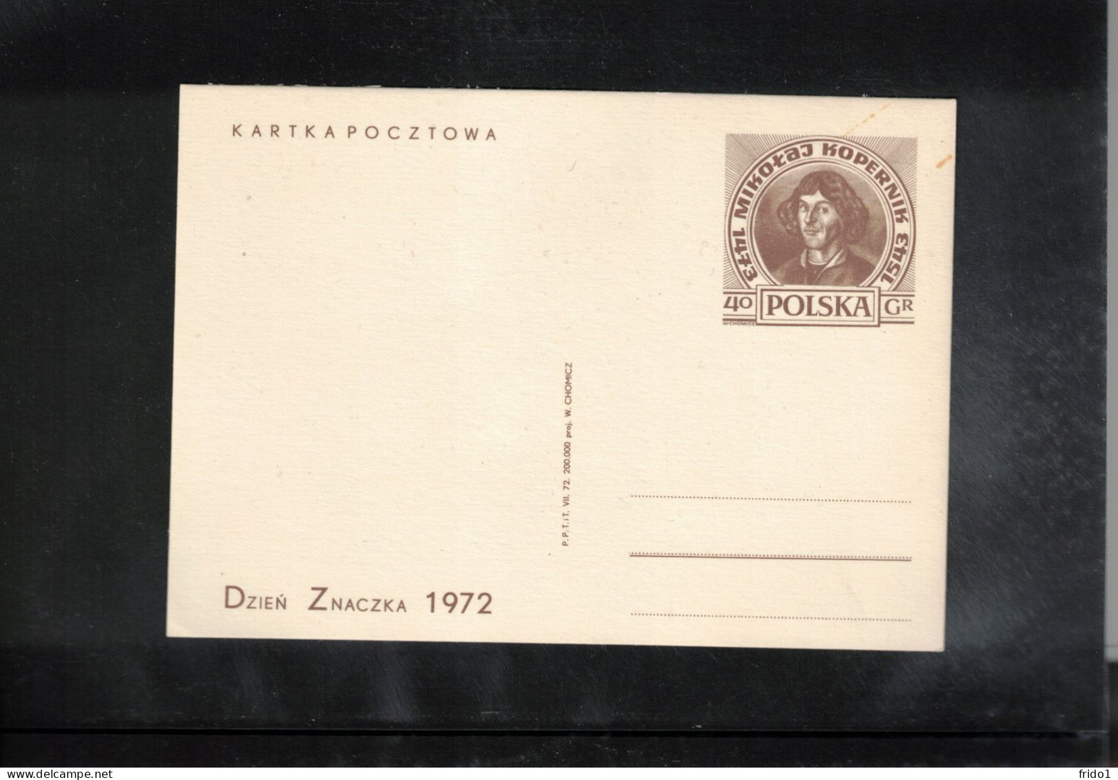 Poland/ Polska 1972 Astronomy Nicolaus Kopernikus - Stamp Day Interesting Postcard - Astronomie