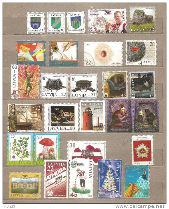 LATVIA  - 2008 Full Year Set -  WWF Animal , Basketball,mushrooms,Chri Stmas , OLIMPIC All  Used - Letland