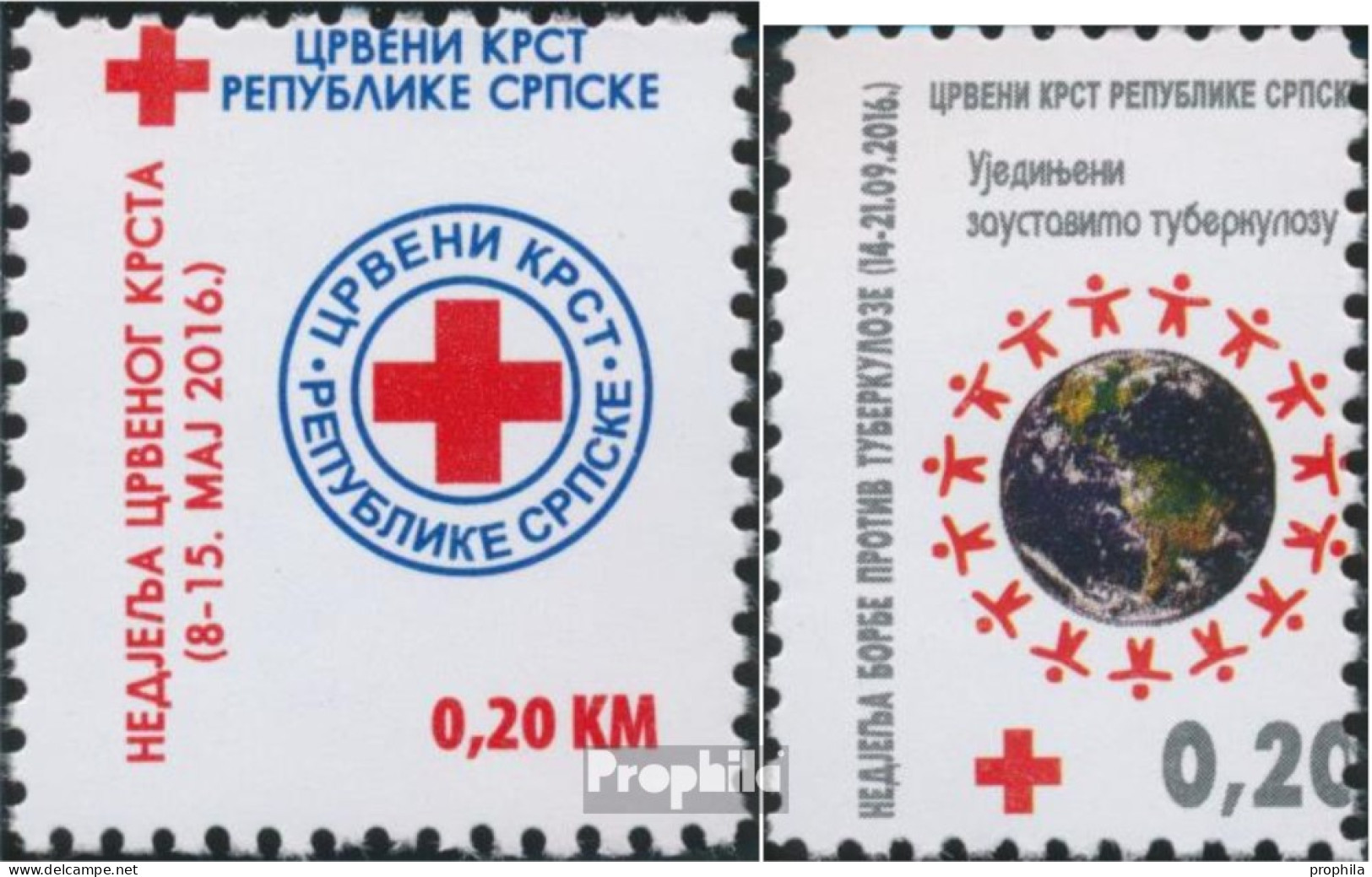 Bosnien - Serbische Republ. Z38A,Z39A (kompl.Ausg.) Zwangszuschlagsmarken Postfrisch 2016 Rotes Kreuz - Serbia