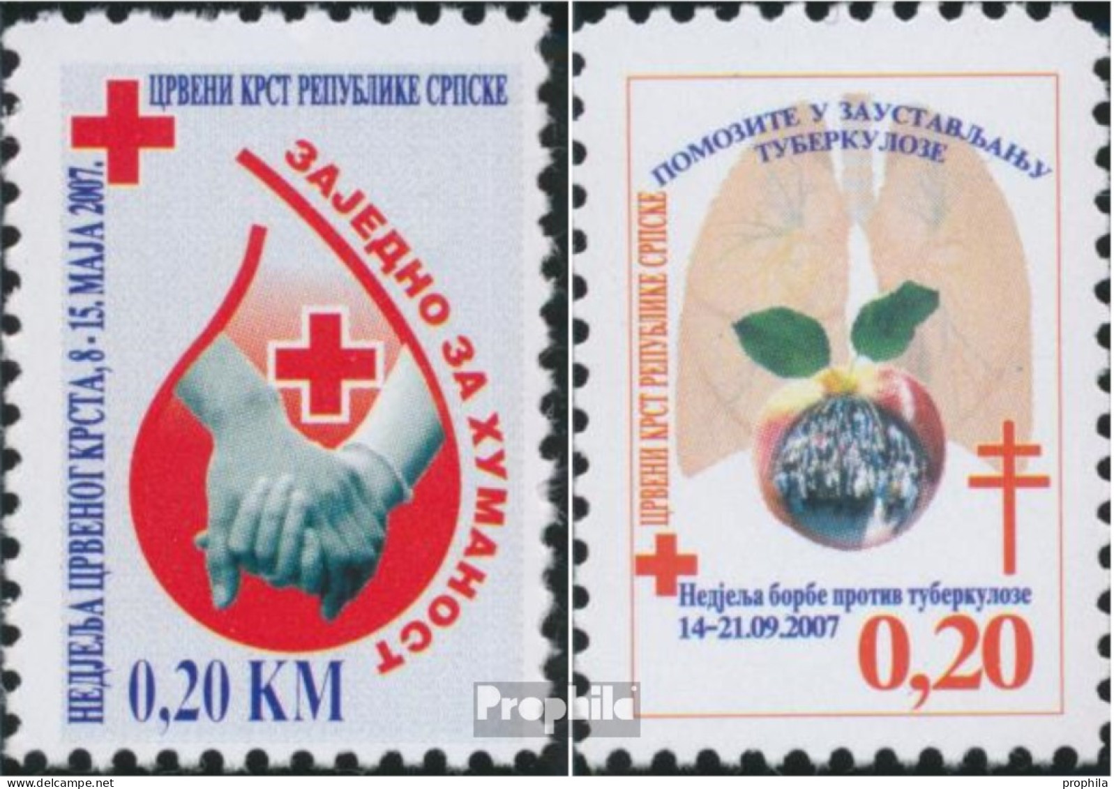 Bosnien - Serbische Republ. Z20A,Z21A (kompl.Ausg.) Zwangszuschlagsmarken Postfrisch 2007 Rotes Kreuz - Serbia