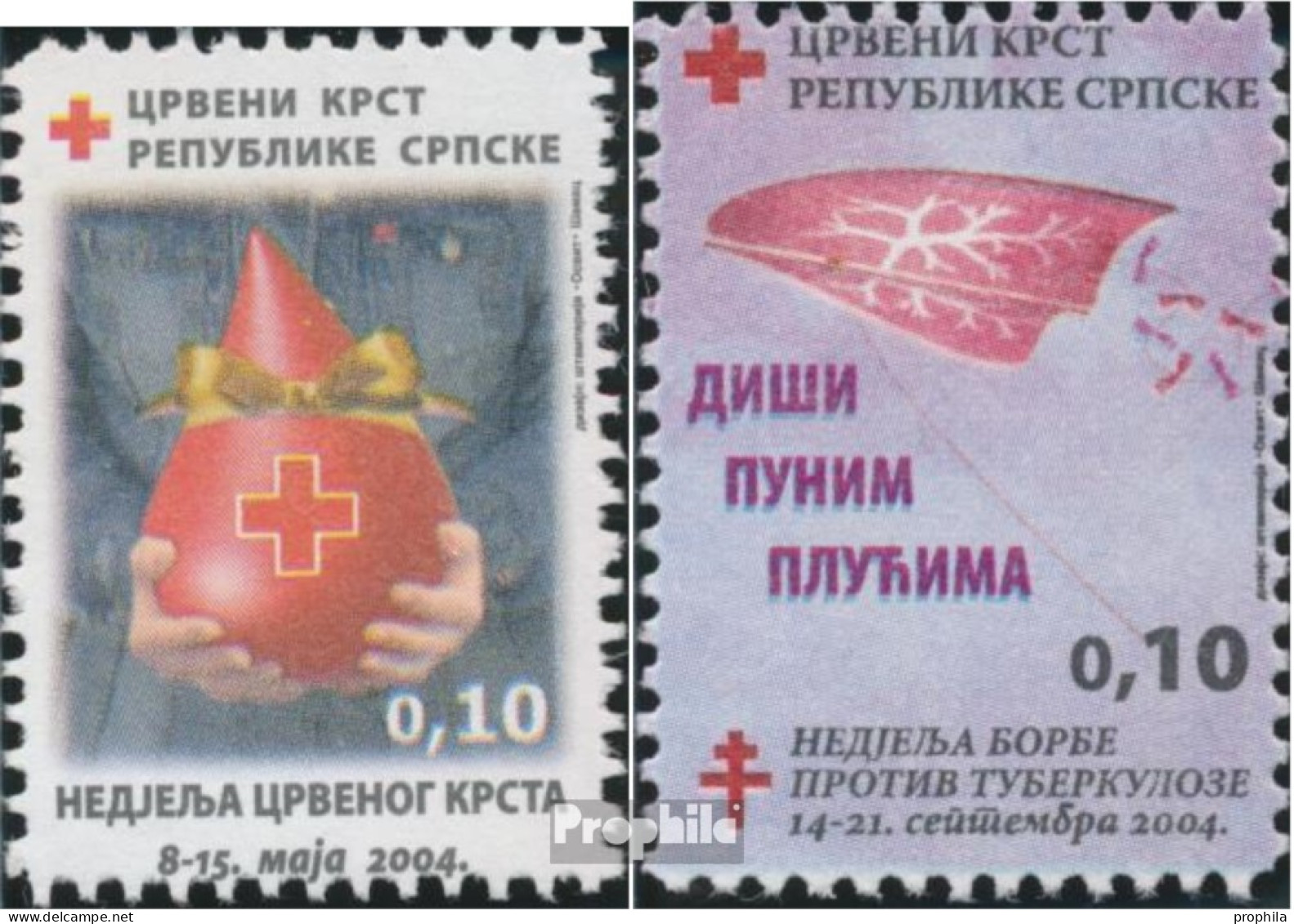 Bosnien - Serbische Republ. Z14A,Z15A (kompl.Ausg.) Zwangszuschlagsmarken Postfrisch 2004 Rotes Kreuz - Serbia
