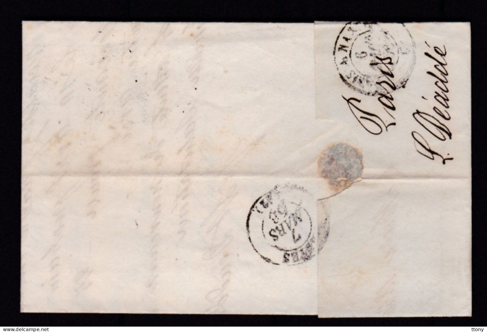 Un Timbre N° 14 Napoléon III  Bleu  Foncé  Sur   Lettre   Destination  Nantes  Année 1856 - 1853-1860 Napoléon III.