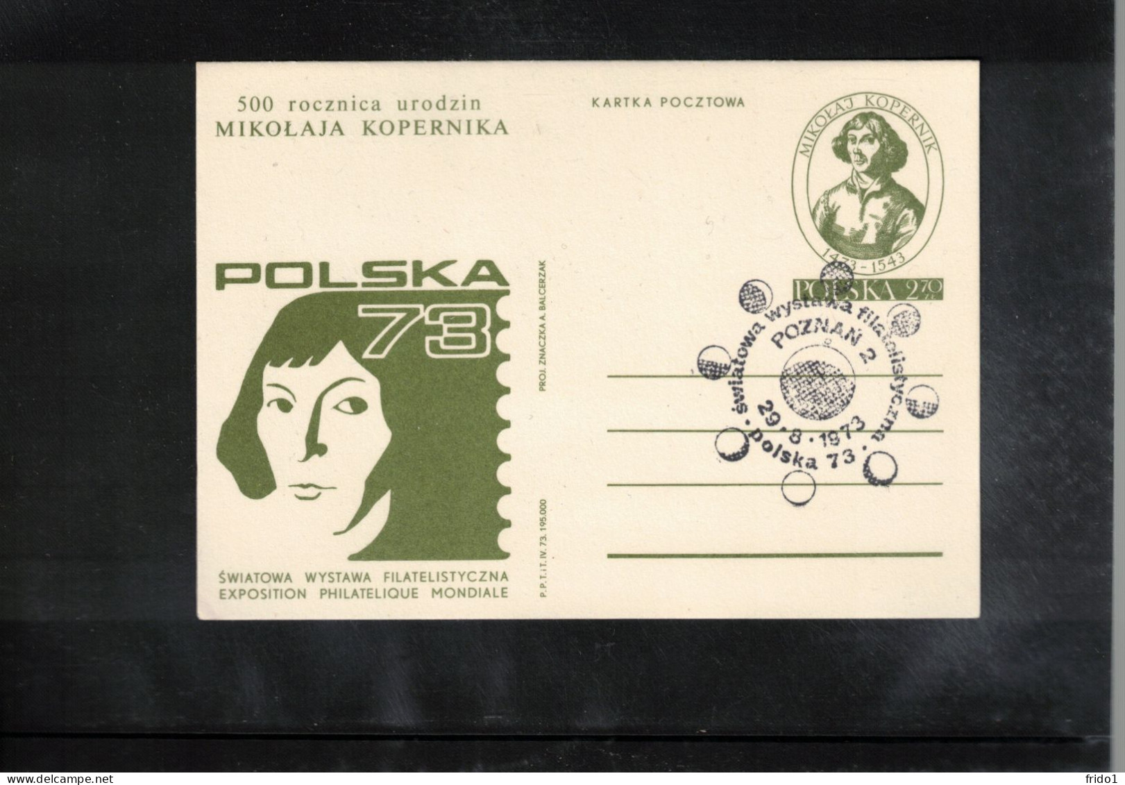 Poland/ Polska 1973 Astronomy Nicolaus Kopernikus - World Philatelic Exhibition Poznan Interesting Postcard - Astronomùia