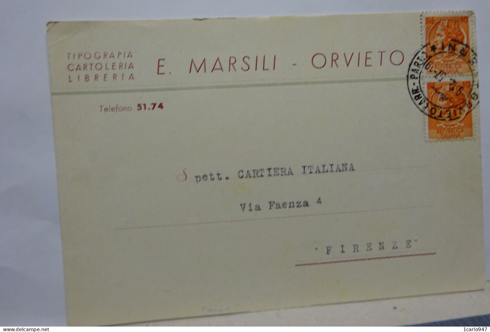 ORVIETO   --- TERNI  ---  E. MARSILI -- TIPOGRAFIA  -- CARTOLERIA - Terni