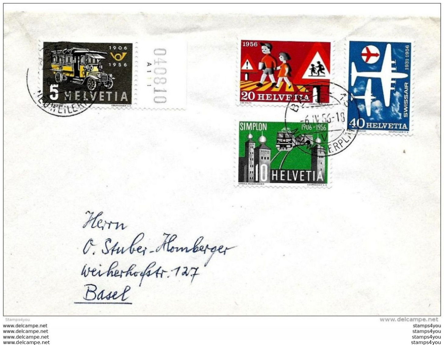 54 - 1 - Enveloppe Avec Série Propagande Cachet à Date De Basel 1956 - Brieven En Documenten
