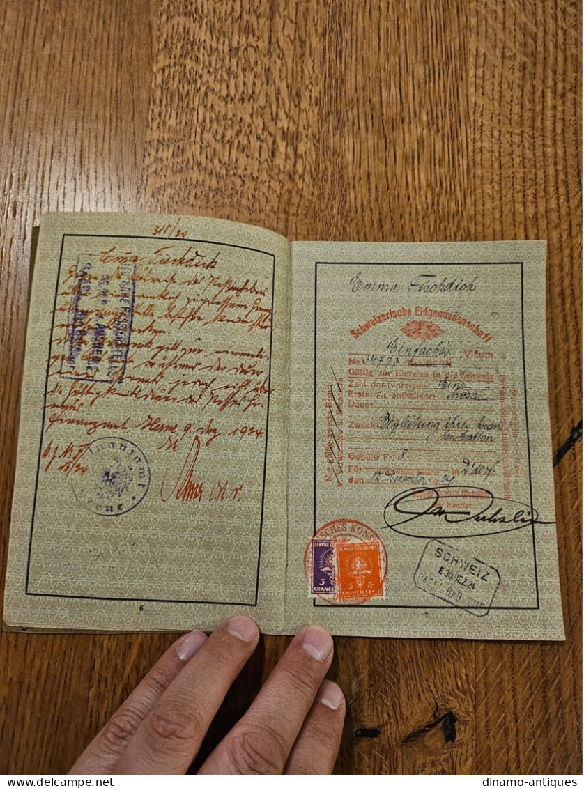 1924 Germany Passport Passeport Reisepass Issued In Herne For Travel To Switzerland - Historische Dokumente