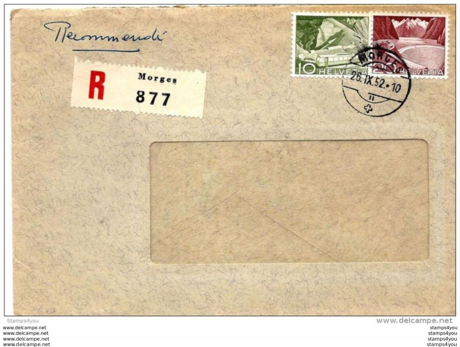 63 - 20 - Enveloppe Recommandée Envoyée De  Morges 1952 - Briefe U. Dokumente