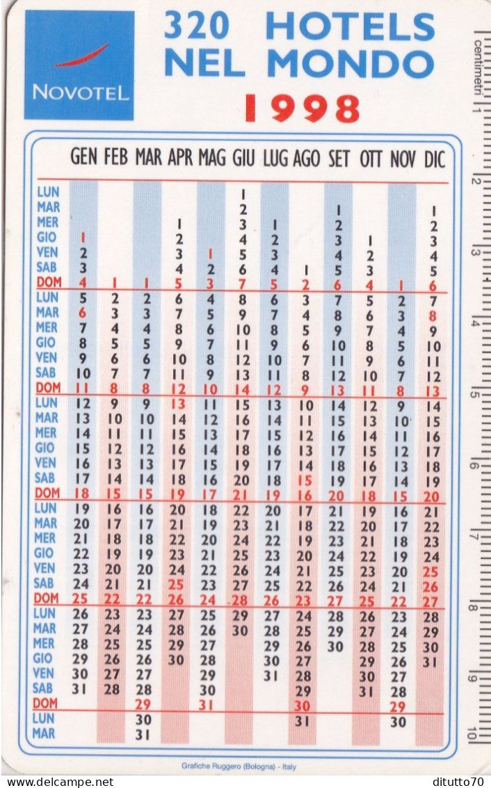 Calendarietto - Novotel - Hotels Nel Mondo - Anno 1998 - Tamaño Pequeño : 1991-00