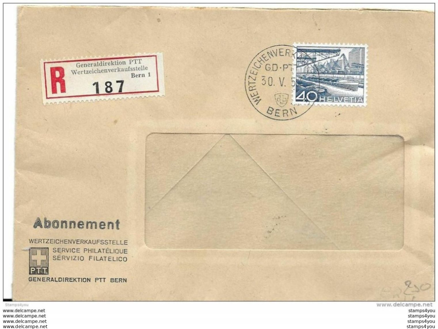 54 - 64 - Enveloppe Recommandée Envoyée De Bern 1954 - Storia Postale