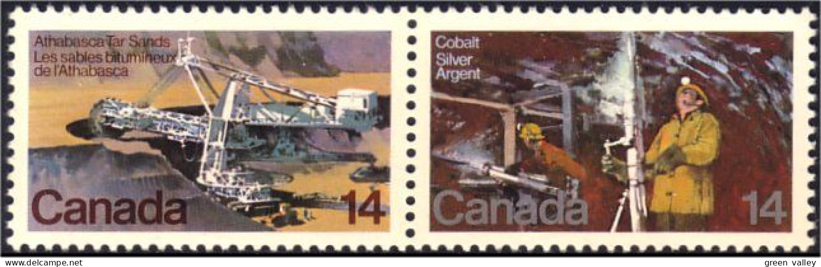 (C07-65aa) Canada Cobalt Silver Mining Mine Argent Tar Sands Se-tenant MNH ** Neuf SC - Minéraux