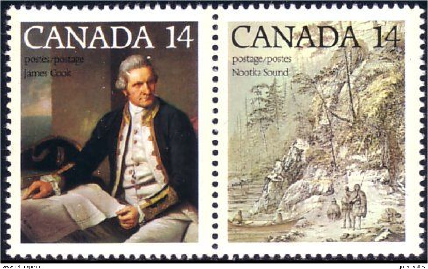 (C07-64aa) Canada James Cook Nootka Sound Se-tenant MNH ** Neuf SC - Neufs