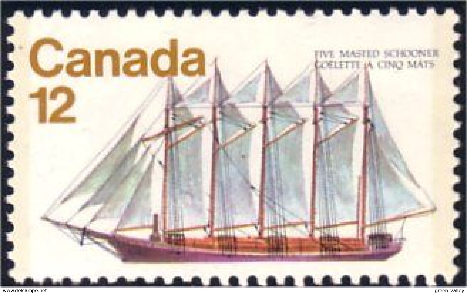 (C07-45b) Canada Voilier Goelette Cinq Mats Five-Masted Schooner Sailing Ship MNH ** Neuf SC - Barcos