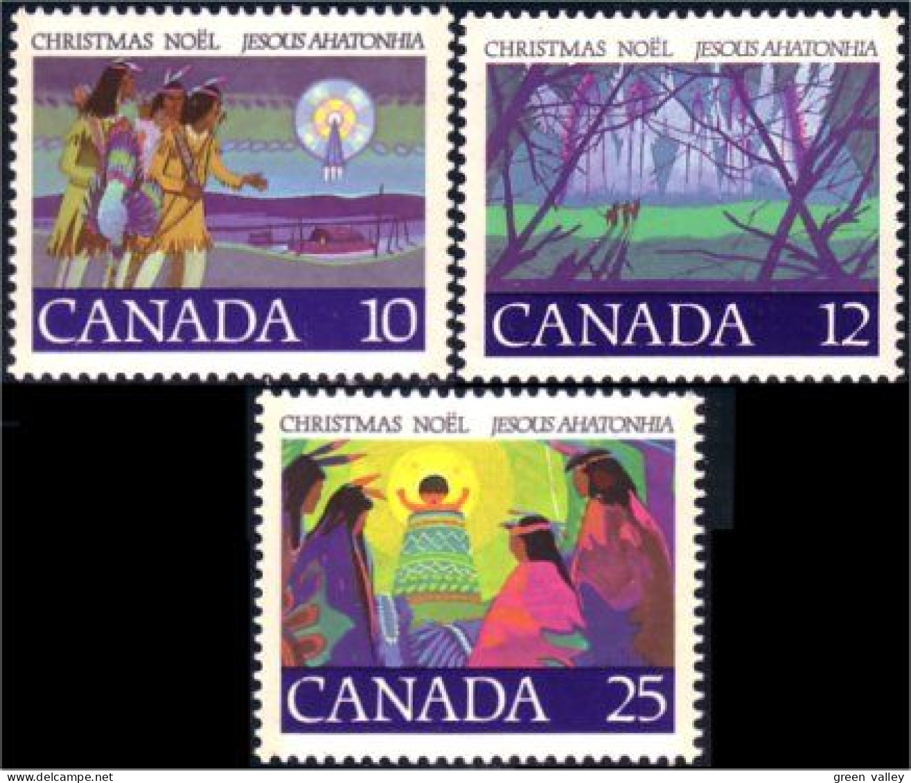 (C07-41-43c) Canada Noel Christmas 1977 MNH ** Neuf SC - Indianen