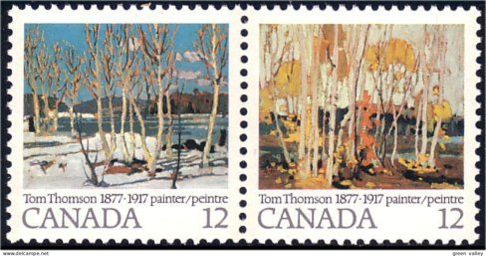 (C07-34ab) Canada Painting Trees Arbre Automne Se-tenant MNH ** Neuf SC - Arbres