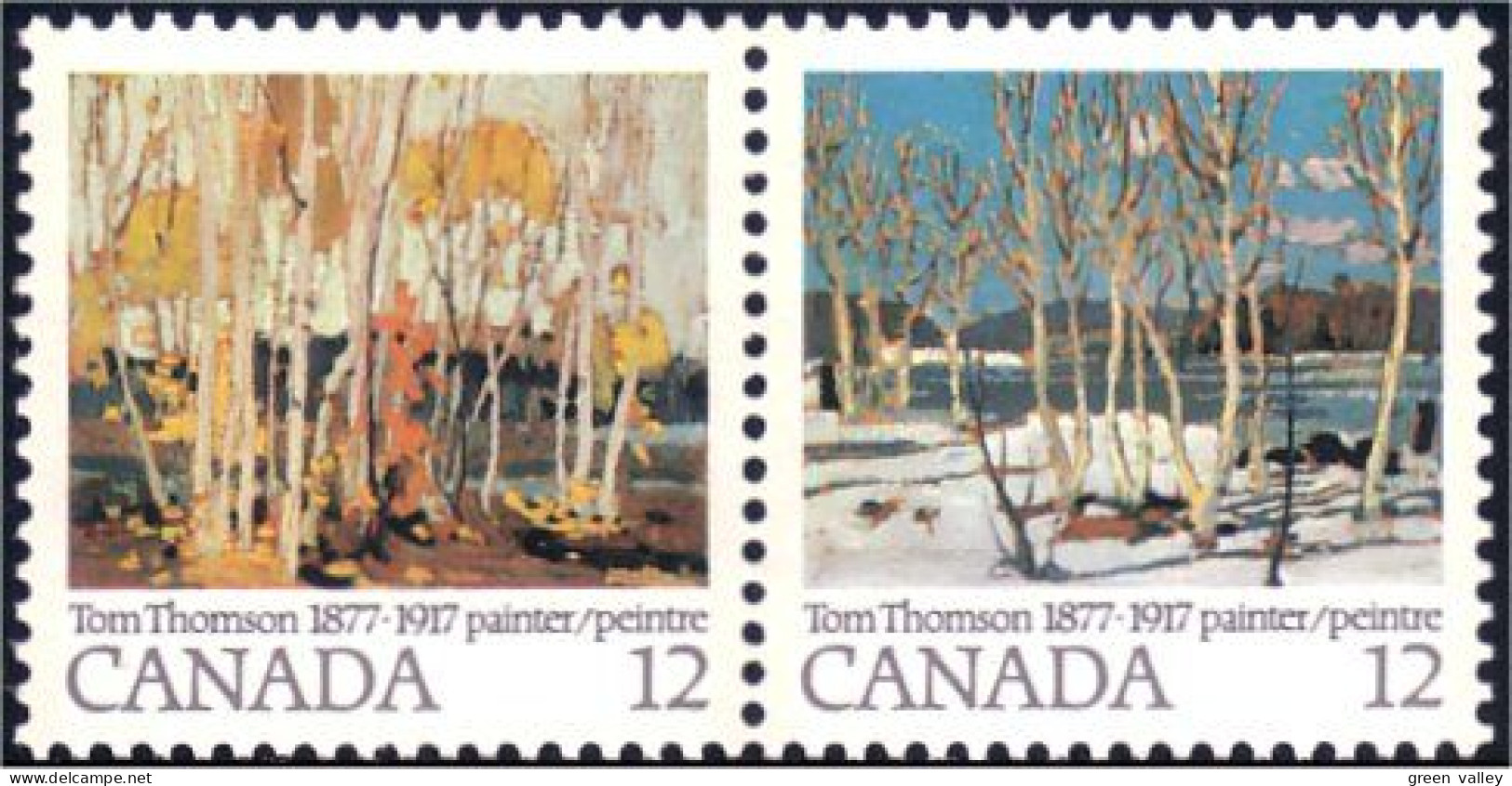 (C07-33ab) Canada Painting Trees Arbre Printemps Se-tenant MNH ** Neuf SC - Bomen