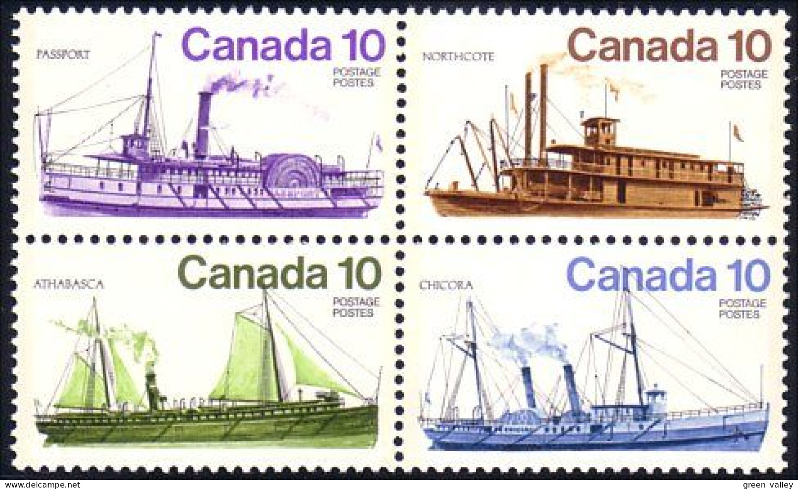 (C07-02aa) Canada Bateaux Inland Ships Se-tenant MNH ** Neuf SC - Unused Stamps