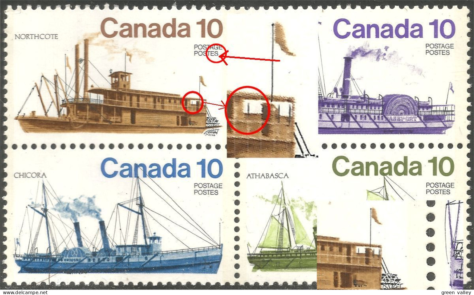 (C07-03aiii-iv) Canada Northcote 2 ERRORS Missing Bar Flat S Plat MNH ** Neuf SC - Unused Stamps