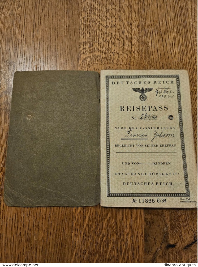 1941 Germany Passport Passeport Reisepass Issued In Regensburg - Historische Dokumente