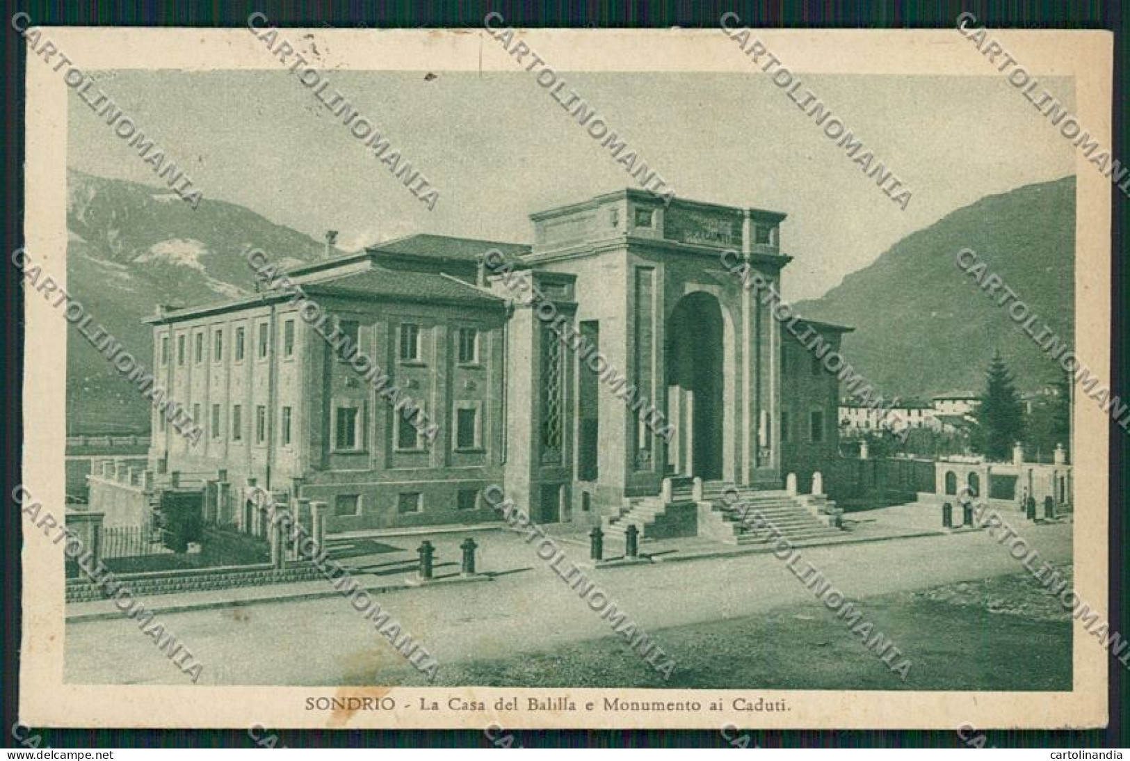 Sondrio Città Casa Balilla Fascismo Cartolina QQ7375 - Sondrio