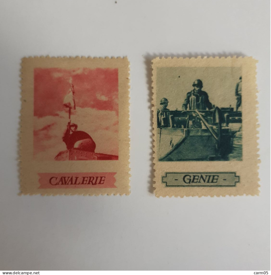 2 Vignettes Cavalerie - Génie (1930)  -Erinnophilie - Military Heritage