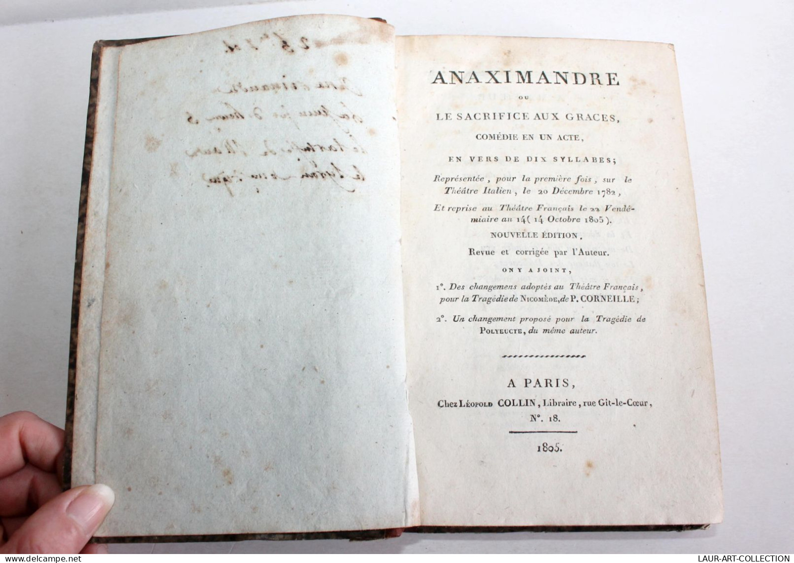 THEATRE RARE 4 COMEDIE 1805: ANAXIMANDRE, JEUNESSE HENRI V, LE TARTUFE, LE TYRAN / ANCIEN LIVRE XIXe SIECLE (1803.152) - Autores Franceses