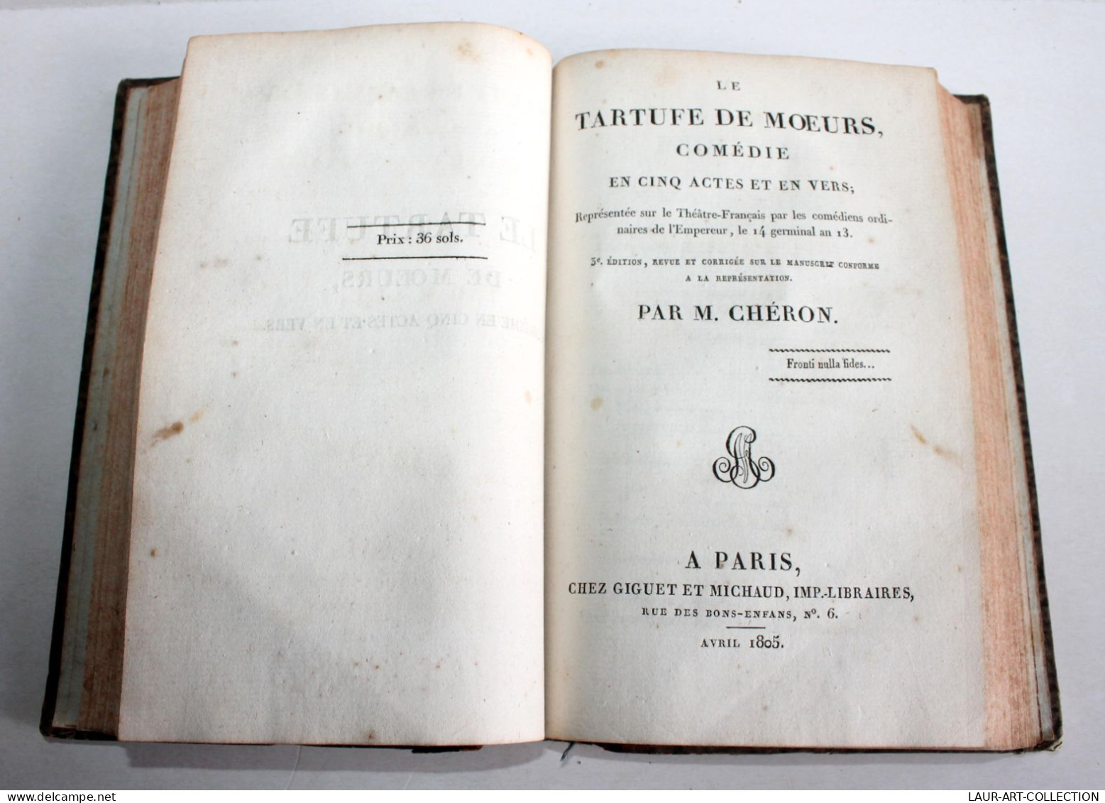 THEATRE RARE 4 COMEDIE 1805: ANAXIMANDRE, JEUNESSE HENRI V, LE TARTUFE, LE TYRAN / ANCIEN LIVRE XIXe SIECLE (1803.152) - Französische Autoren