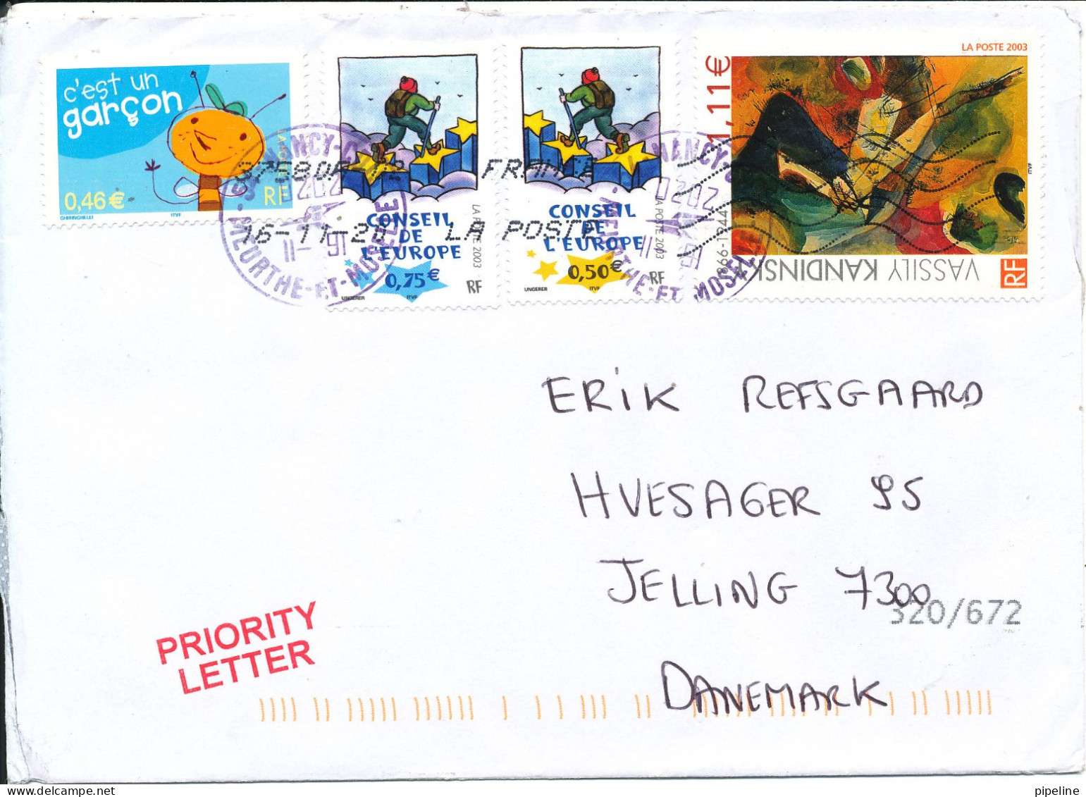 France Cover Sent To Denmark 16-11-2020 With More Stamps - Storia Postale