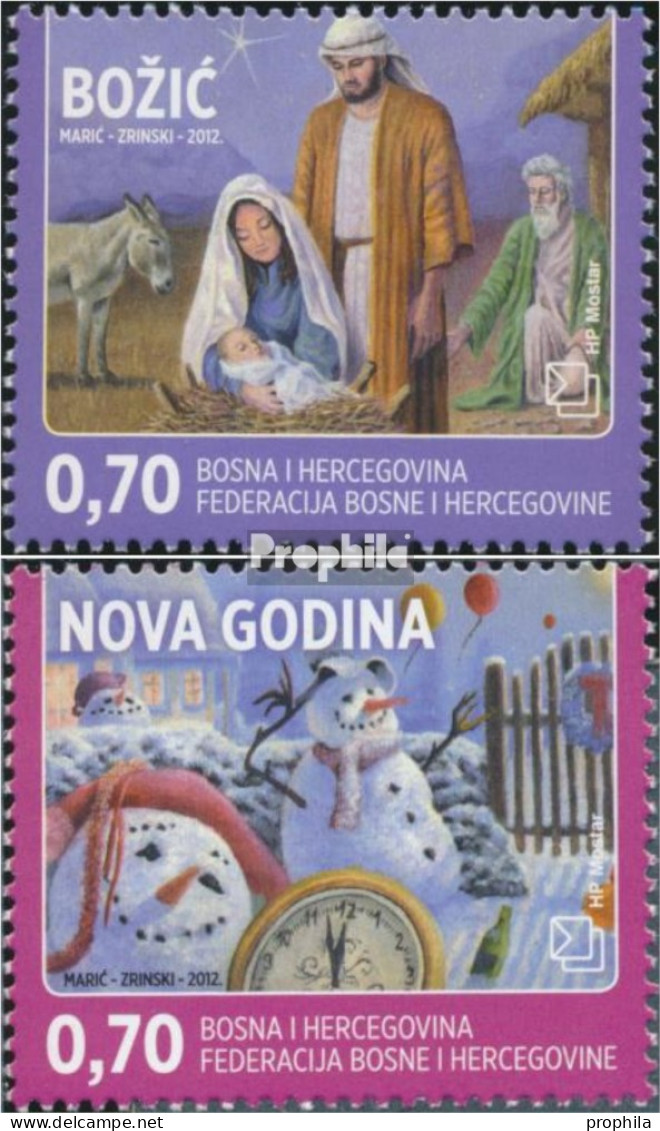 Bosnien - Kroat. Post Mostar 356-357 (kompl.Ausg.) Postfrisch 2012 Weihnachten Und Neujahr - Bosnien-Herzegowina