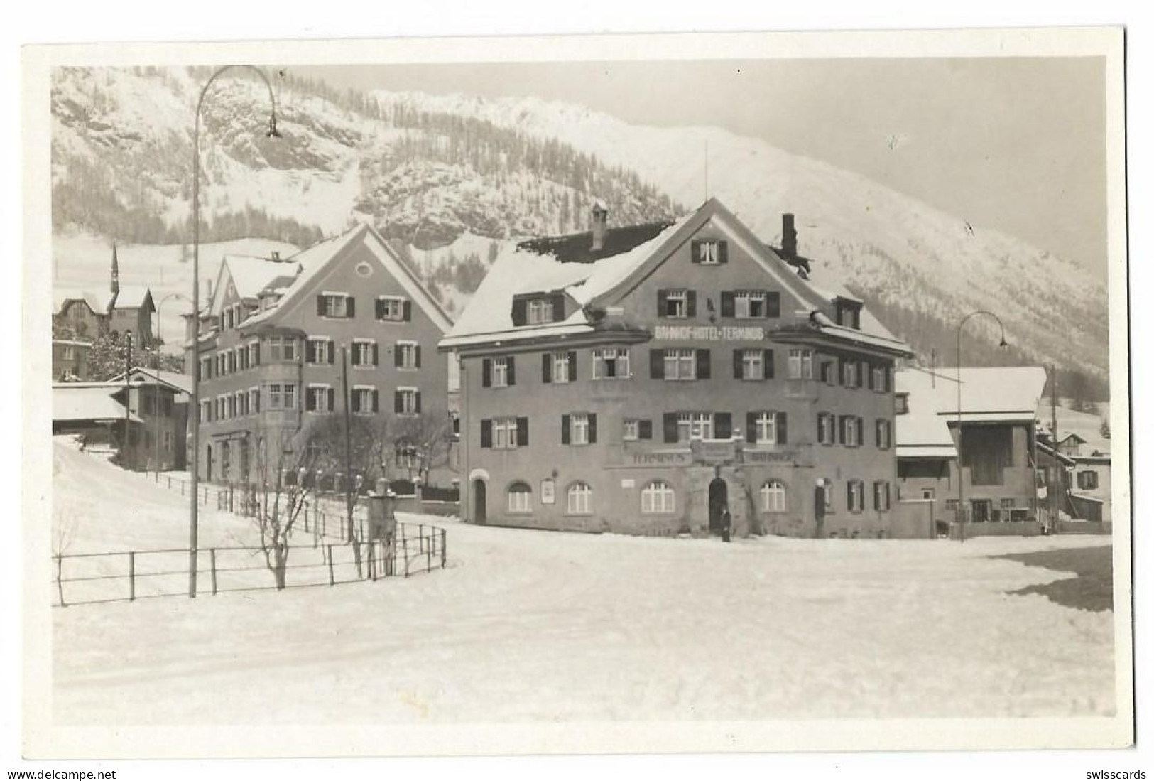 SAMADEN: Bahnhofquartier Mit Hotel Terminus, Foto-AK ~1930 - Otros & Sin Clasificación