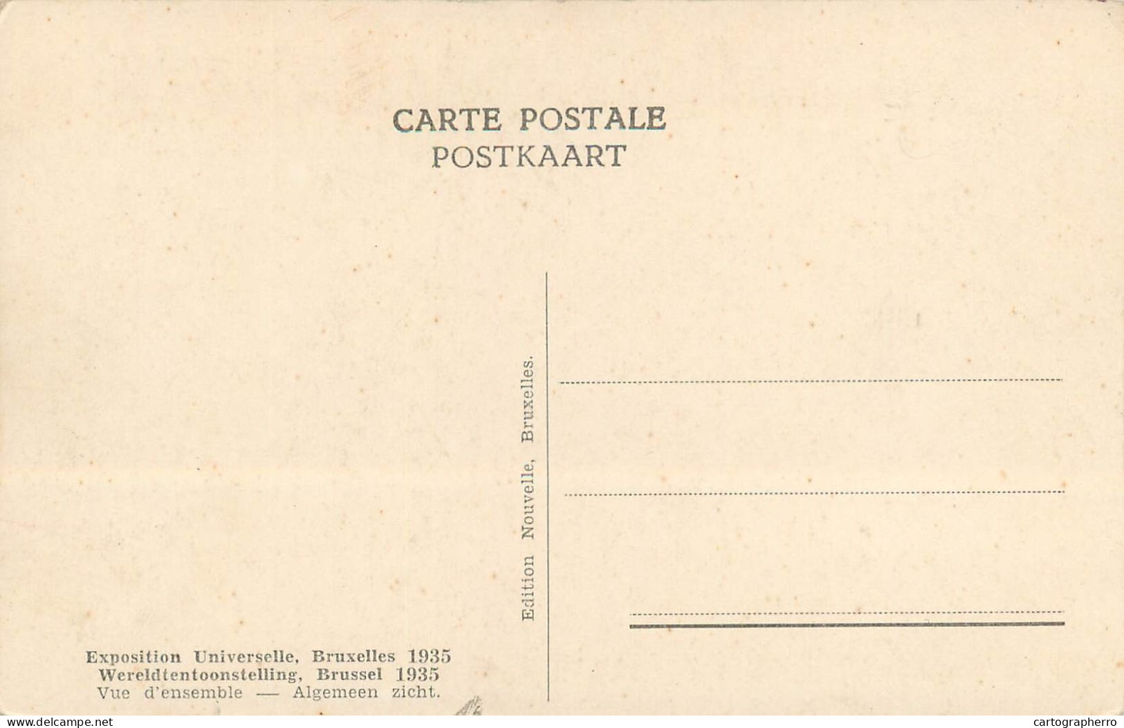 Belgique Cpa Brussels Exposition Universelle 1935 - Andere & Zonder Classificatie