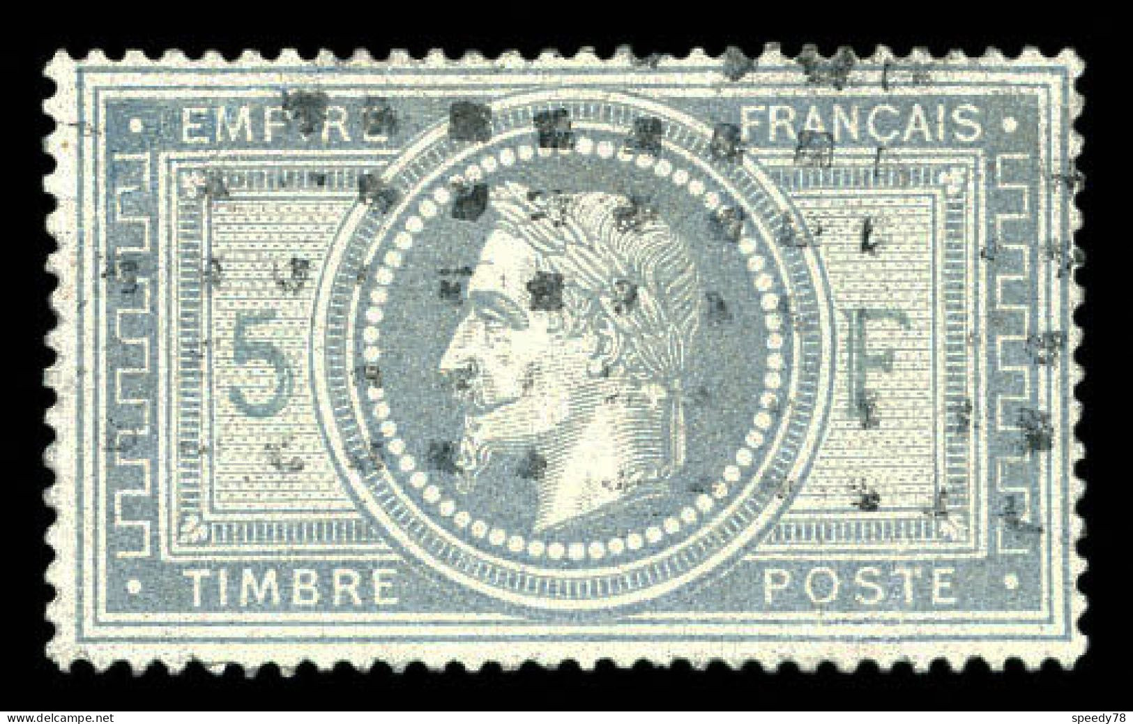 Timbre De France - 5f EMPIRE N°33 De 1869 Oblitération Gros Points Carrés - Restauré Avec Certificat - 1863-1870 Napoleon III With Laurels