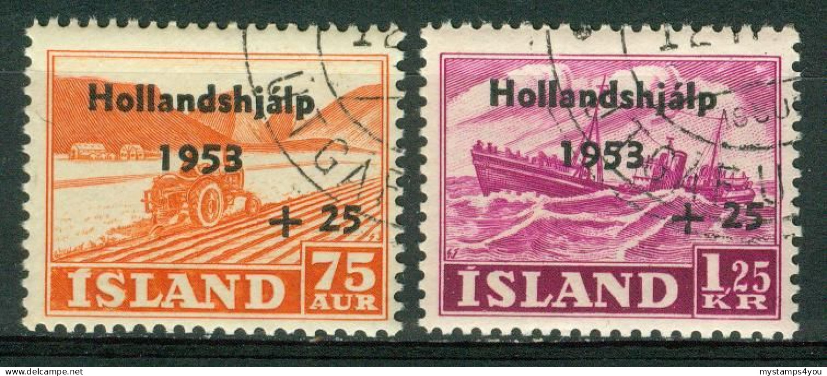 Bm Iceland 1953 MiNr 285-286 Used | Netherlands Flood Relief Fund #5-02-11 - Used Stamps
