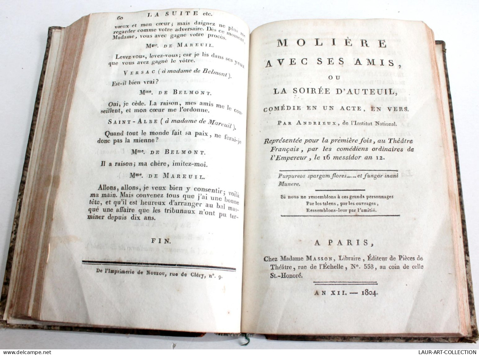 THEATRE RARE 6 COMEDIE 1789 INTRIGUE AVANT NOCE, LE MEFIANT, BAL MASQUE, MOLIERE / ANCIEN LIVRE XIXe SIECLE (1803.153) - Franse Schrijvers