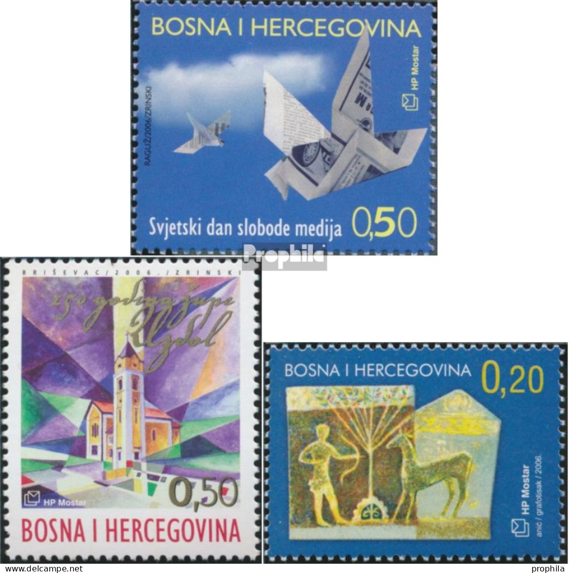 Bosnien - Kroat. Post Mostar 174,181,183 (kompl.Ausg.) Postfrisch 2006 Medienfreiheit, Uzdol, Archäologie - Bosnien-Herzegowina