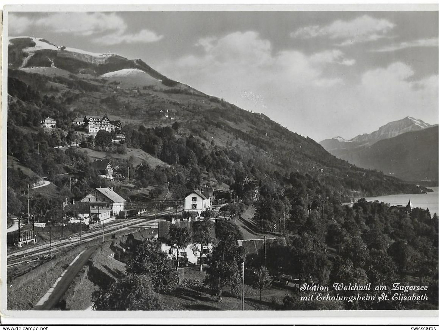 WALCHWIL: Bahnhofquartier Mit Station, Foto-AK ~1945 - Walchwil