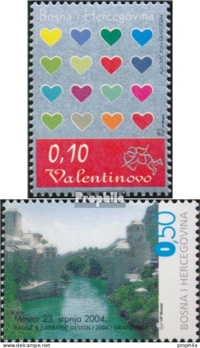 Bosnien - Kroat. Post Mostar 124,135 (kompl.Ausg.) Postfrisch 2004 Valentinstag, Brücke Von Mostar - Bosnien-Herzegowina