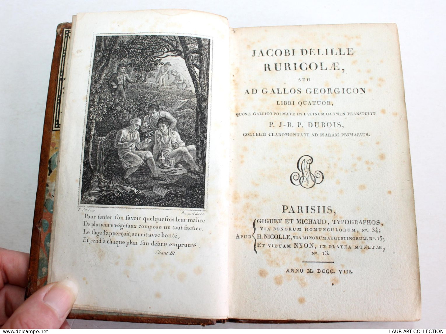 HOMME DES CHAMPS GEORGIQUES FRANCAISES De DELILLE, DUBOIS POEME CHANT 1808 LATIN / ANCIEN LIVRE XIXe SIECLE (1803.155) - Franse Schrijvers