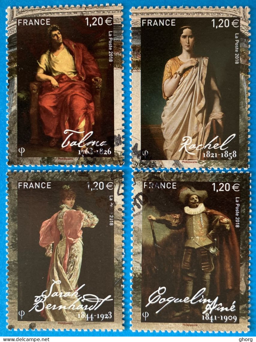 France 2018 : Actrices Et Acteurs De Théâtre Du 19e Siècle N° 5260 à 5263 Oblitéré - Used Stamps