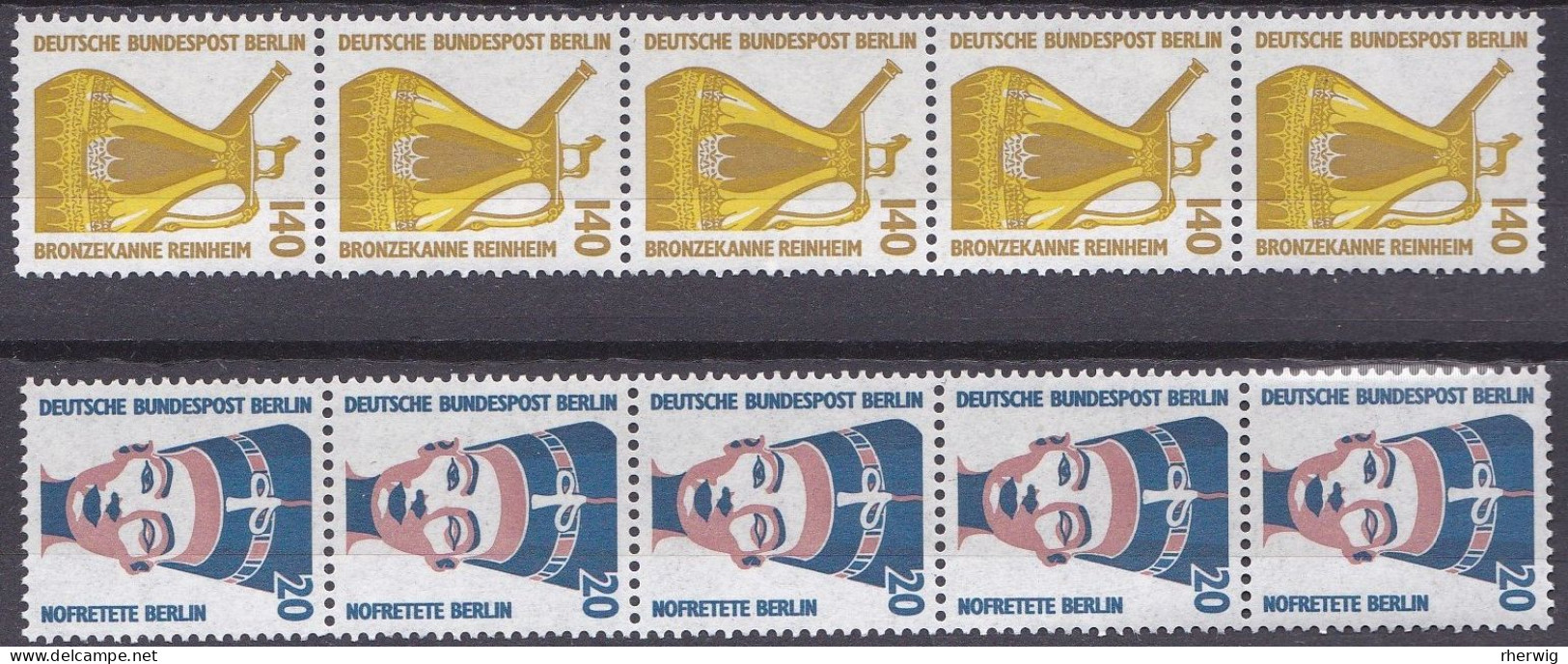 Berlin, 1989,  Nr. 831-832 ** 5er- Streifen Mit Zählnr. Sehenswürdigkeiten (V) - Ungebraucht