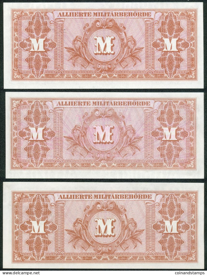 Alliierte Militärbehörde 1944 Komplette Serie 1/2 Bis 100 Mark Rosenberg Nr.200-207, UNC. - Colecciones
