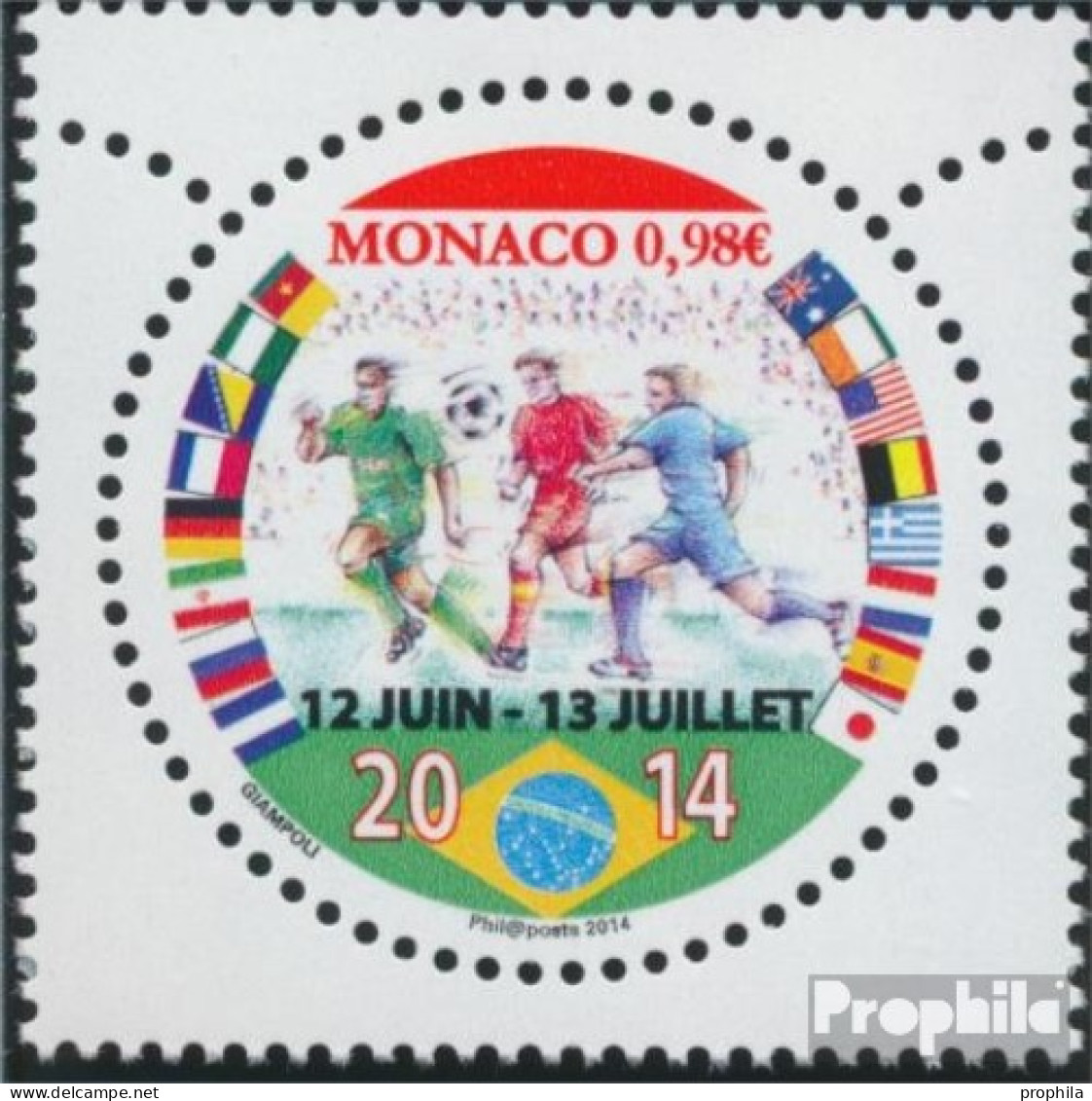 Monaco 3187 (kompl.Ausg.) Postfrisch 2014 Fußball WM - Ongebruikt