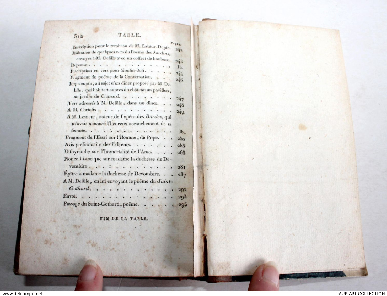 POESIES FUGITIVE de JACQUES DELILLE + DITHYRAMBE SUR L'IMMORTALITE DE L'AME 1809 / ANCIEN LIVRE XIXe SIECLE (1803.156)