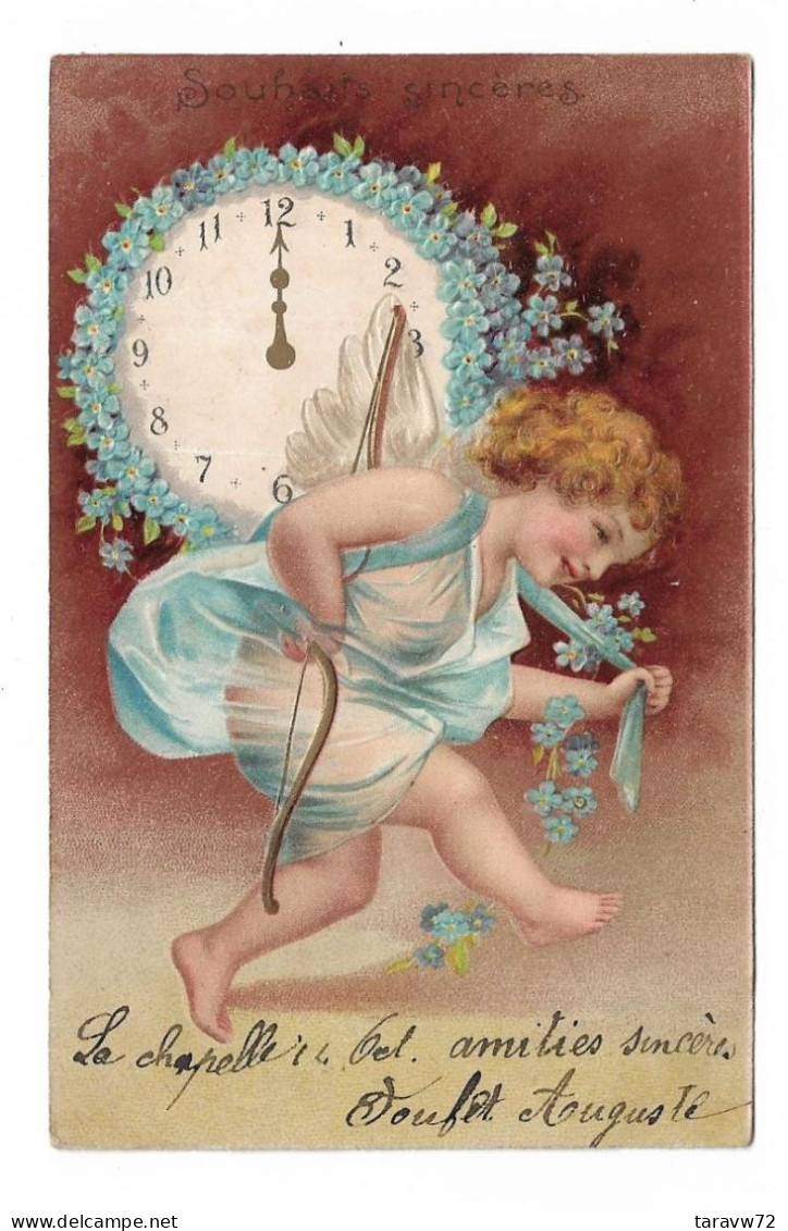 CPA BONNE ANNEE / ANGE ET MYOSOTIS - SOUHAITS SINCERES - New Year